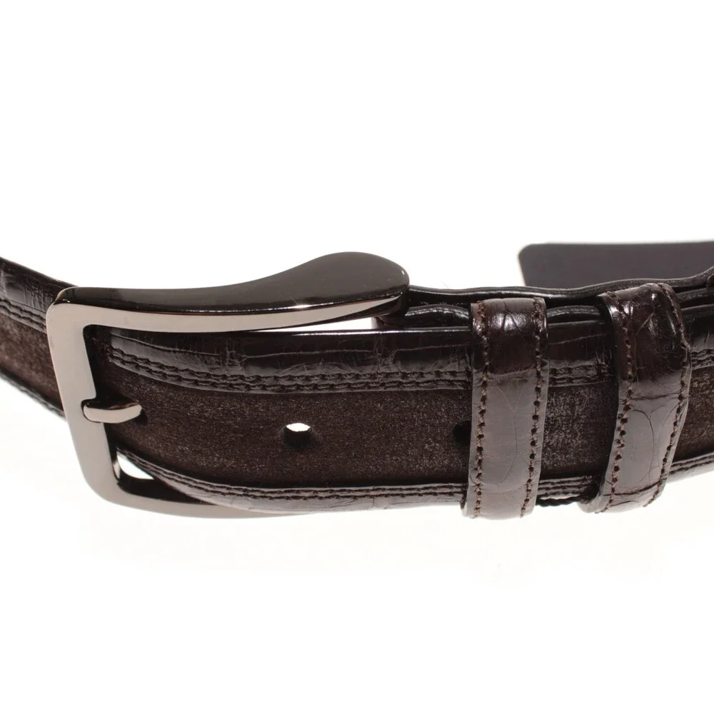 Mezlan NWT Classic Belt Size 36 US in Brown Suede Alligator Leather